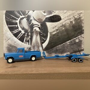 VTG Tonka Jeep truck with boat trailer. Rare
